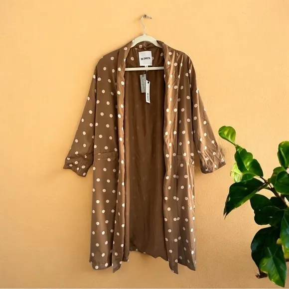 Anthropologie x BB Dakota Brown &amp; White Polka Dot Deedra Duster in Size Medium