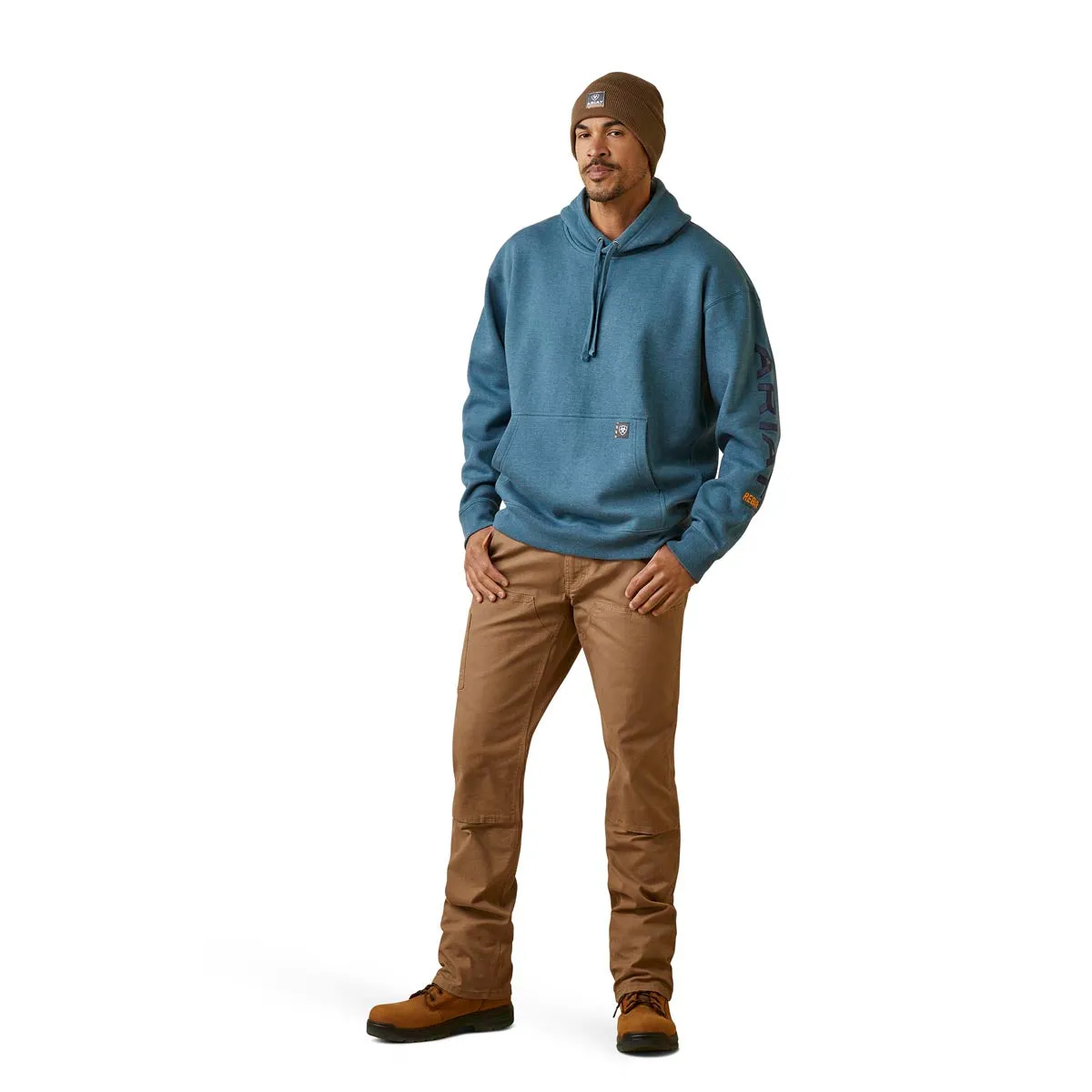 Ariat 10046664 Men's Rebar Graphic Hoodie - Indian Teal Heather