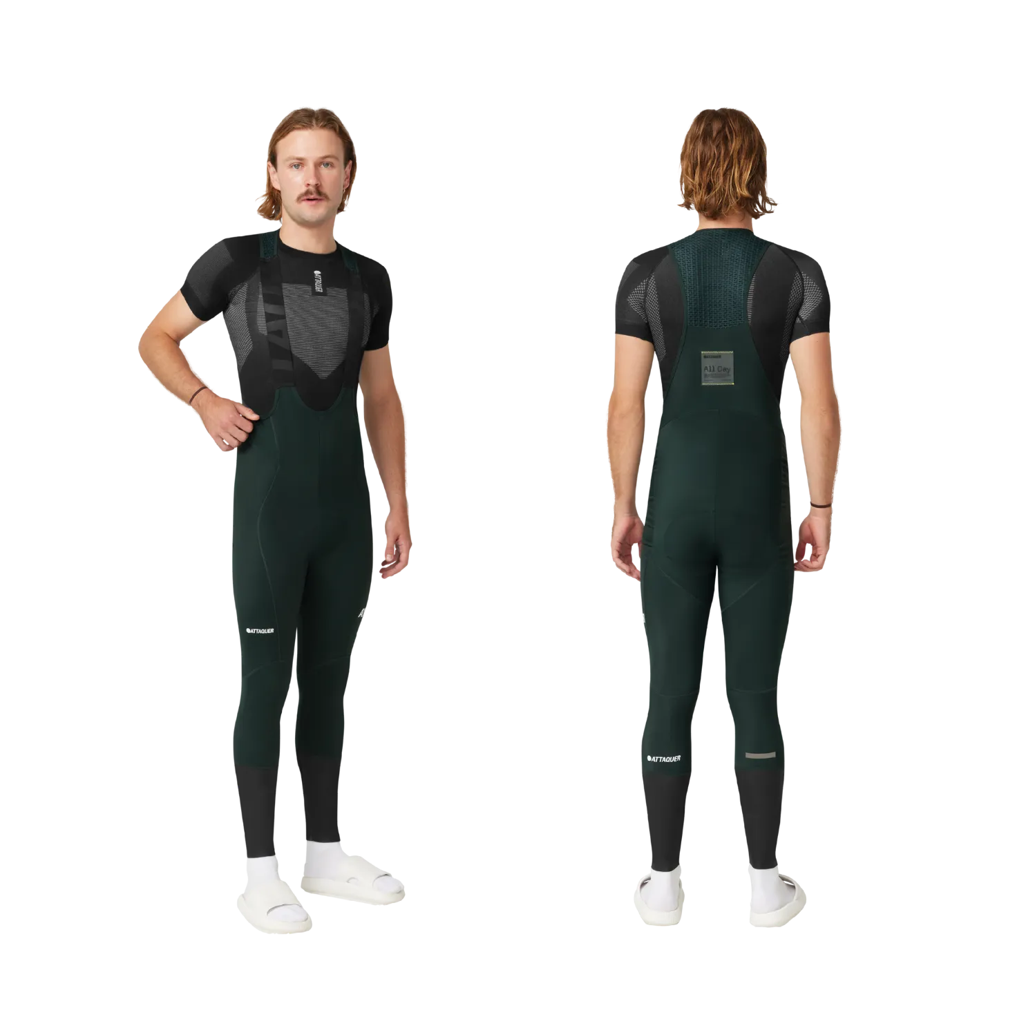 Attaquer All Day Winter Bib Long Forest - Green/White Logo