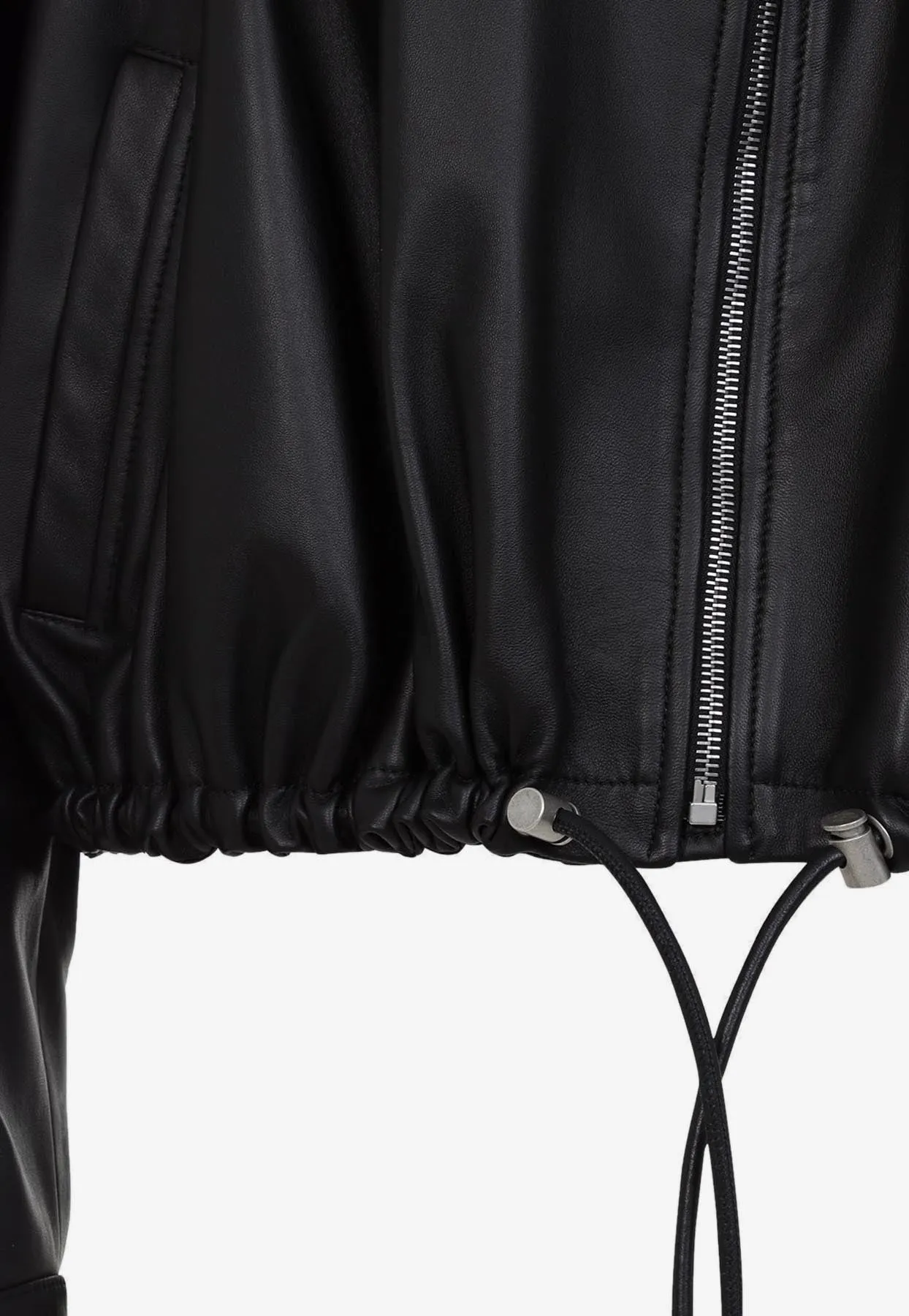 Balloon Zip-Up Leather Jacket