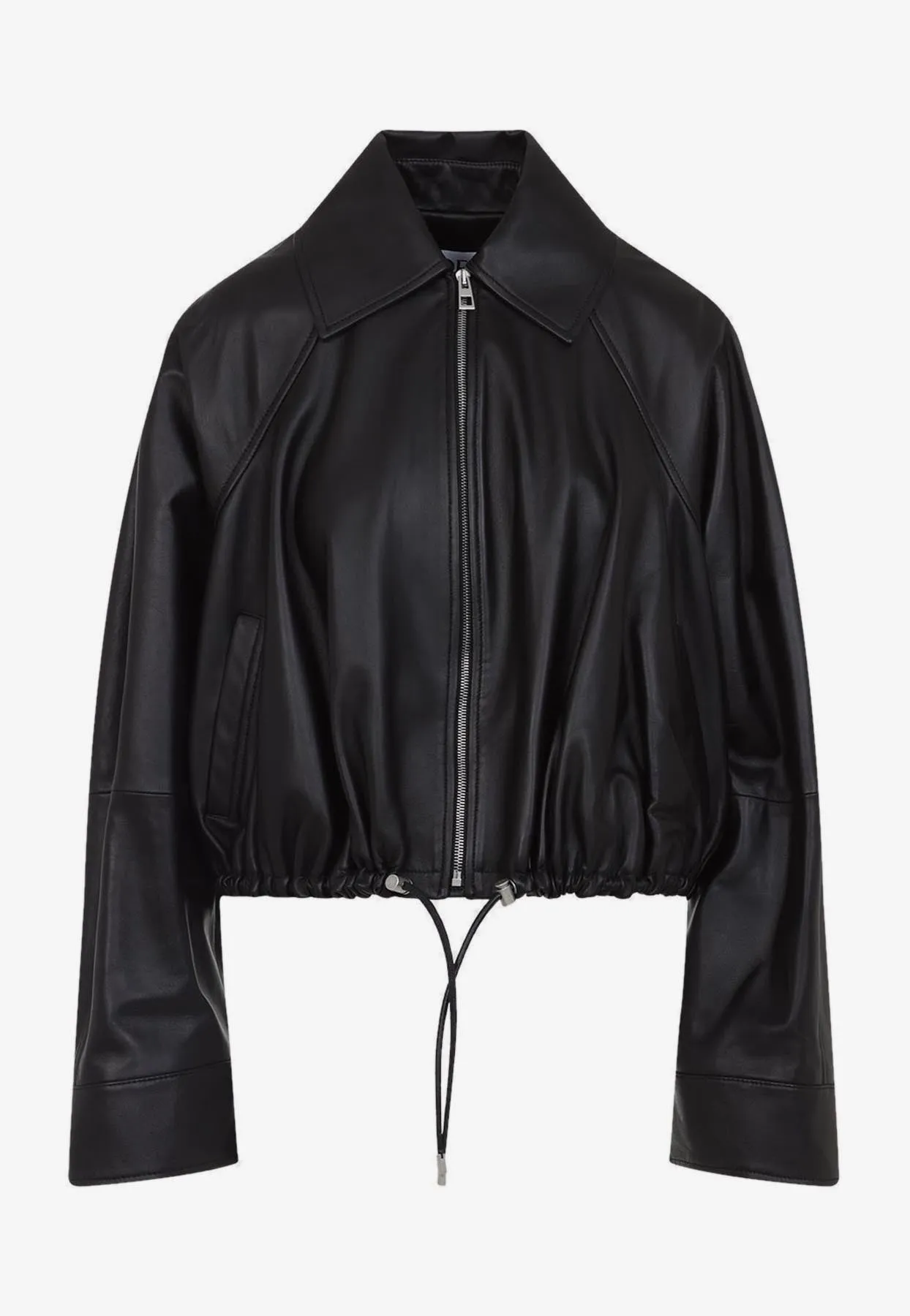 Balloon Zip-Up Leather Jacket