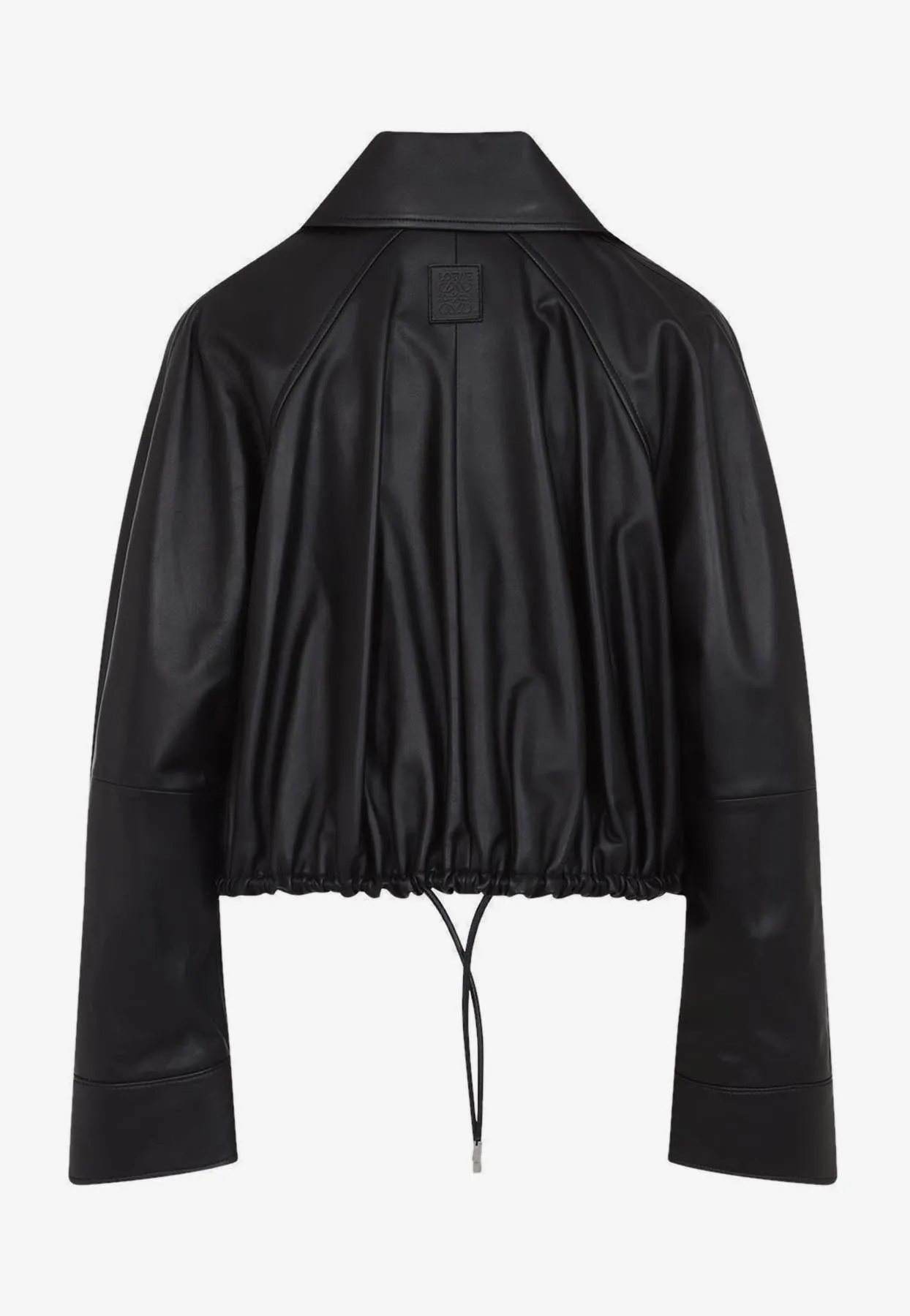 Balloon Zip-Up Leather Jacket