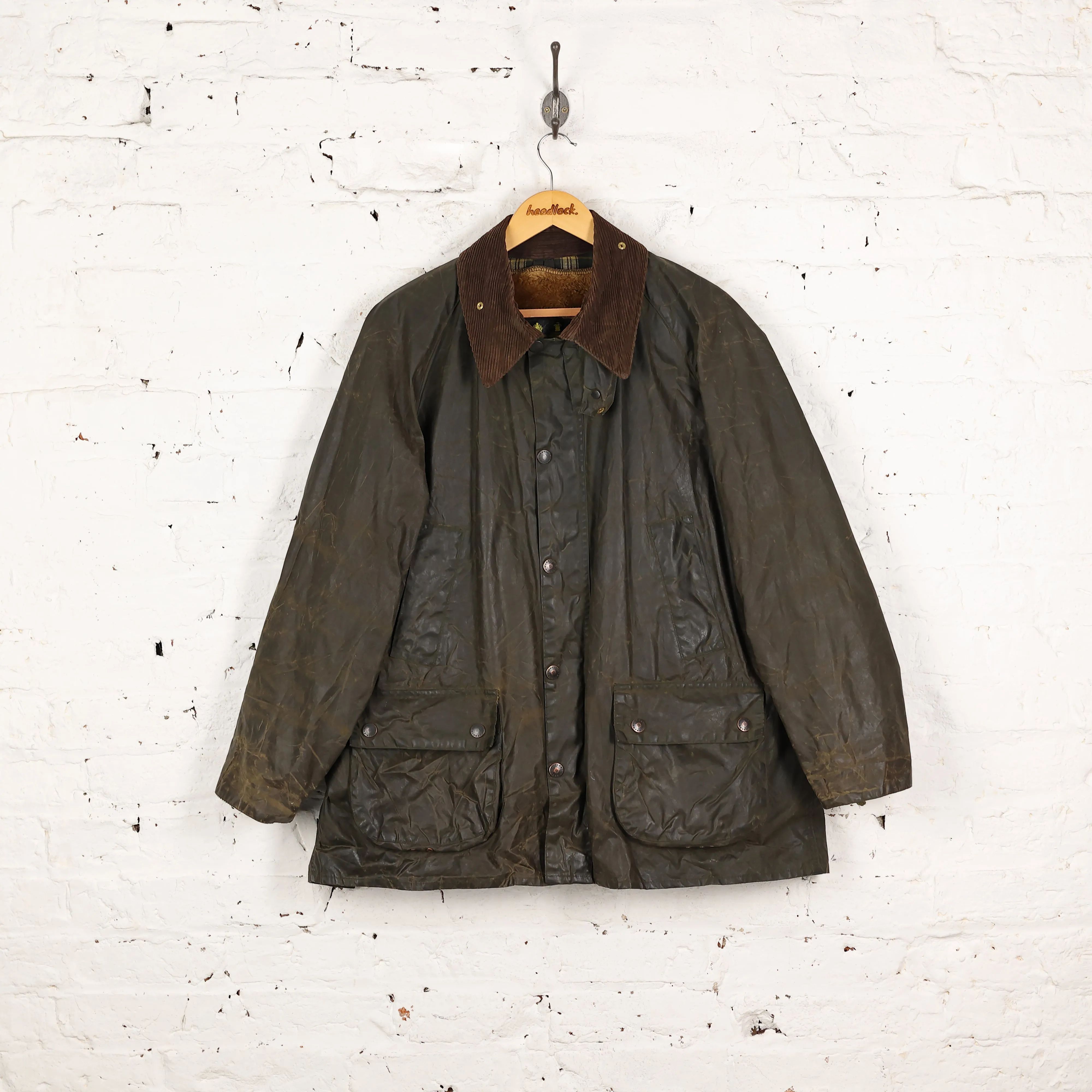 Barbour Bedale Wax Jacket with Pile Lining - Green - L