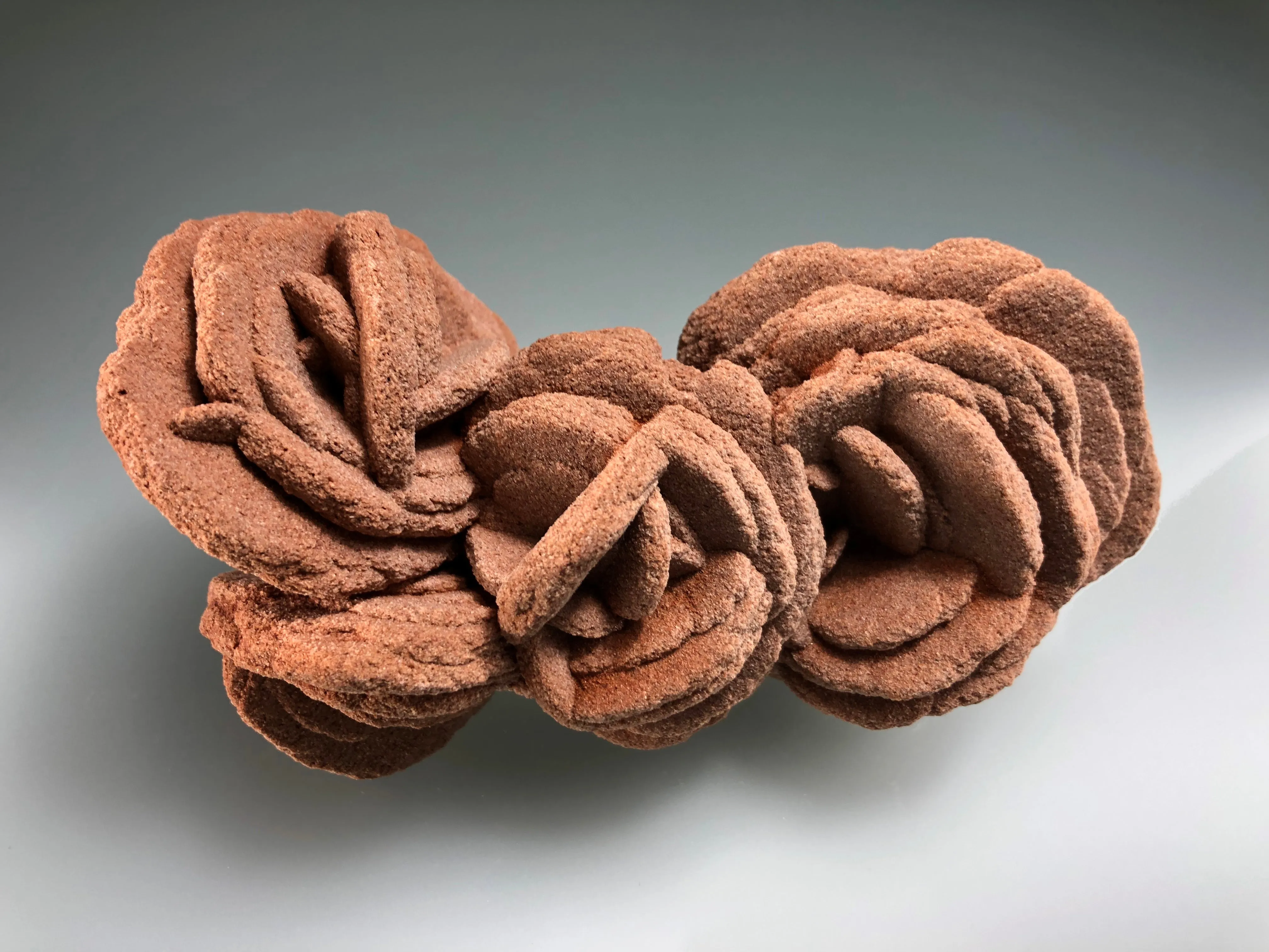Barite (Rose), Norman, Oklahoma, Dr. David London Collection, Small Cabinet, 5.0 cm x 6.5 cm x 12.0 cm, $250.  Online Oct. 13.