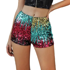 Beaded Sequins Gradient High Waist Trend Shorts