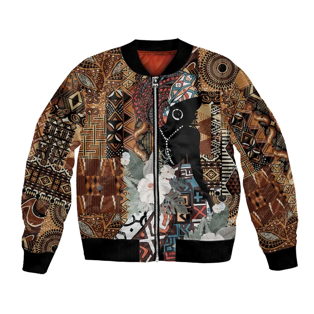 Beautiful Black Woman Bomber Jacket African Tribal Pattern LT9