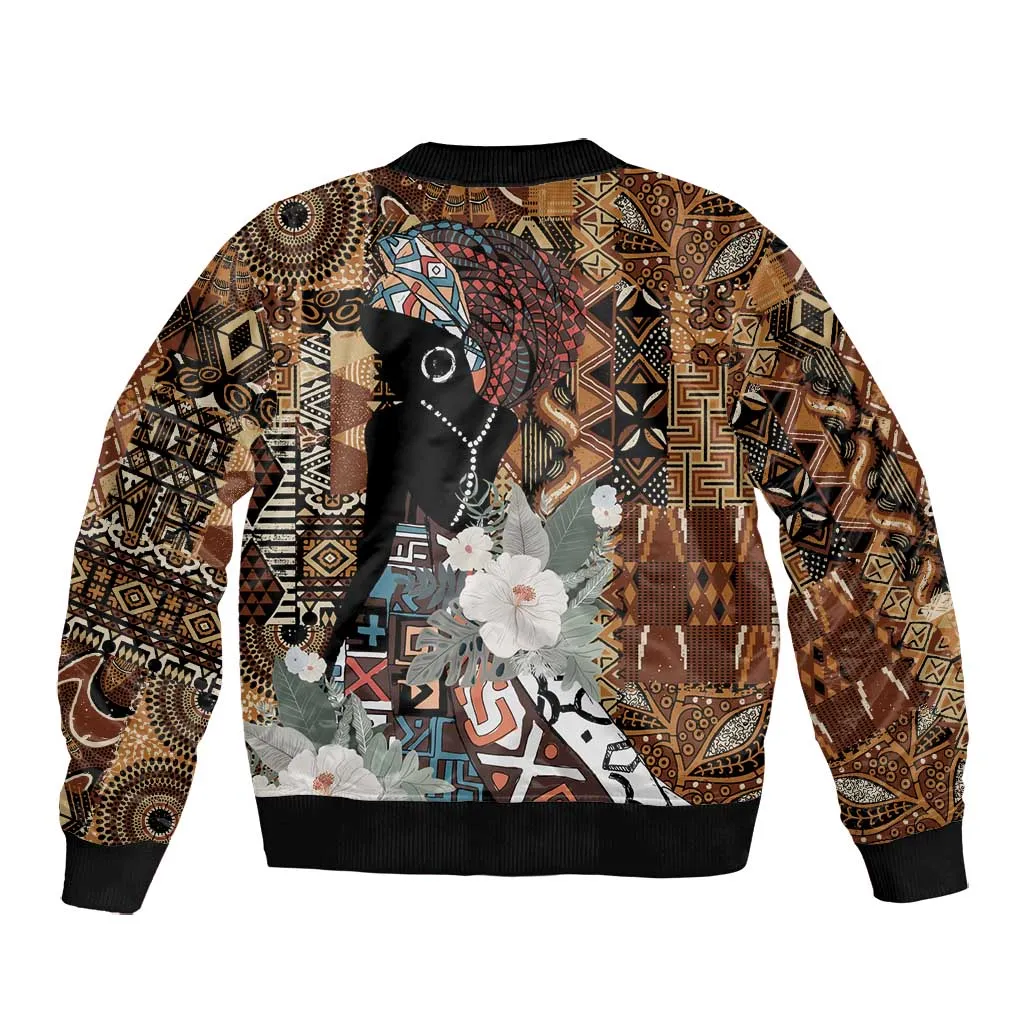 Beautiful Black Woman Bomber Jacket African Tribal Pattern LT9
