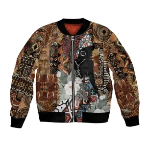 Beautiful Black Woman Bomber Jacket African Tribal Pattern LT9