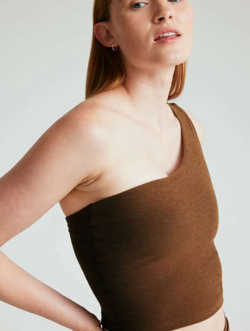 Beyond Yoga The Bold Shoulder Cropped Tank- Bold Mocha