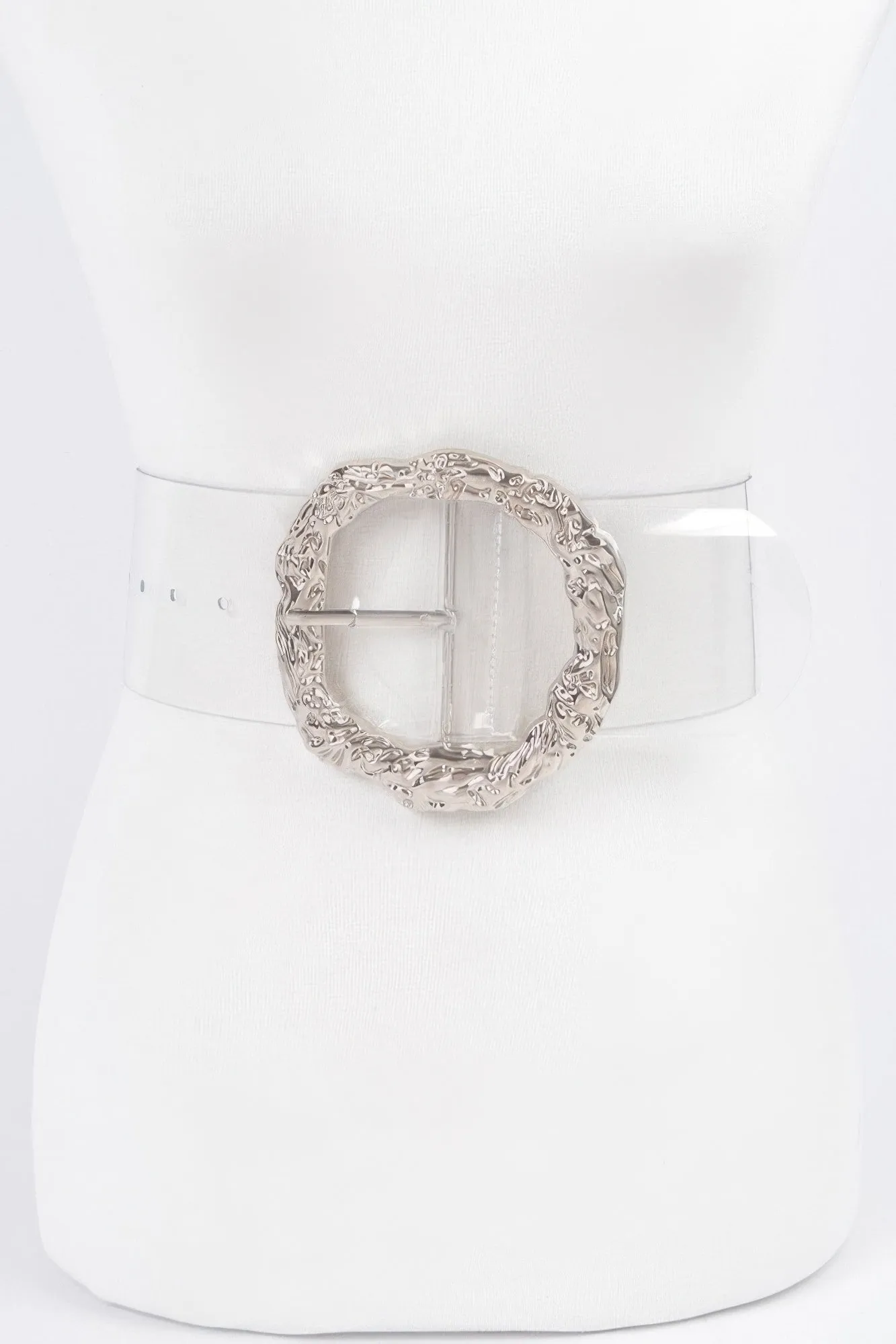 Big Vintage Round Metal Buckle Clear Belt