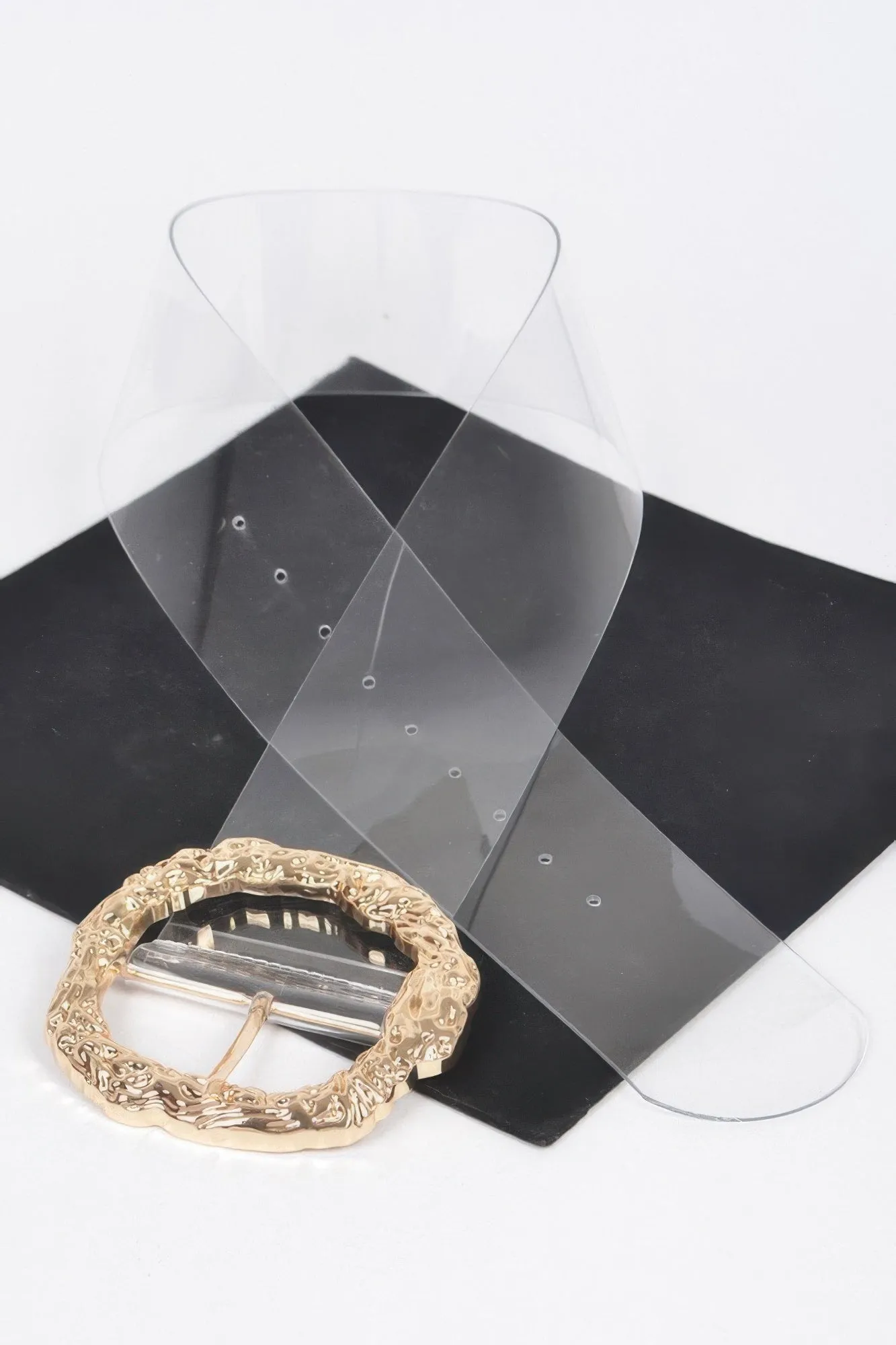 Big Vintage Round Metal Buckle Clear Belt