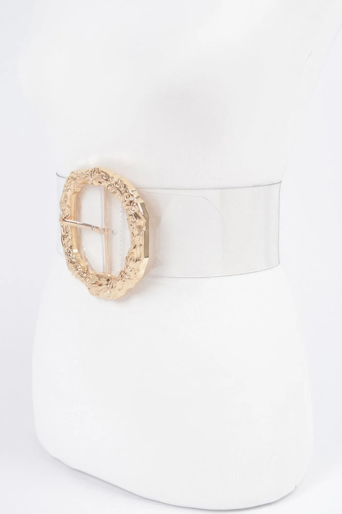 Big Vintage Round Metal Buckle Clear Belt
