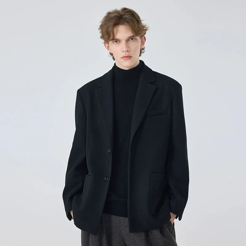 Black Wool Blend Blazer
