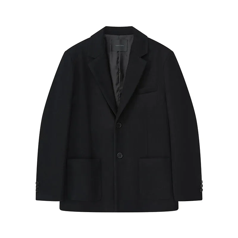 Black Wool Blend Blazer