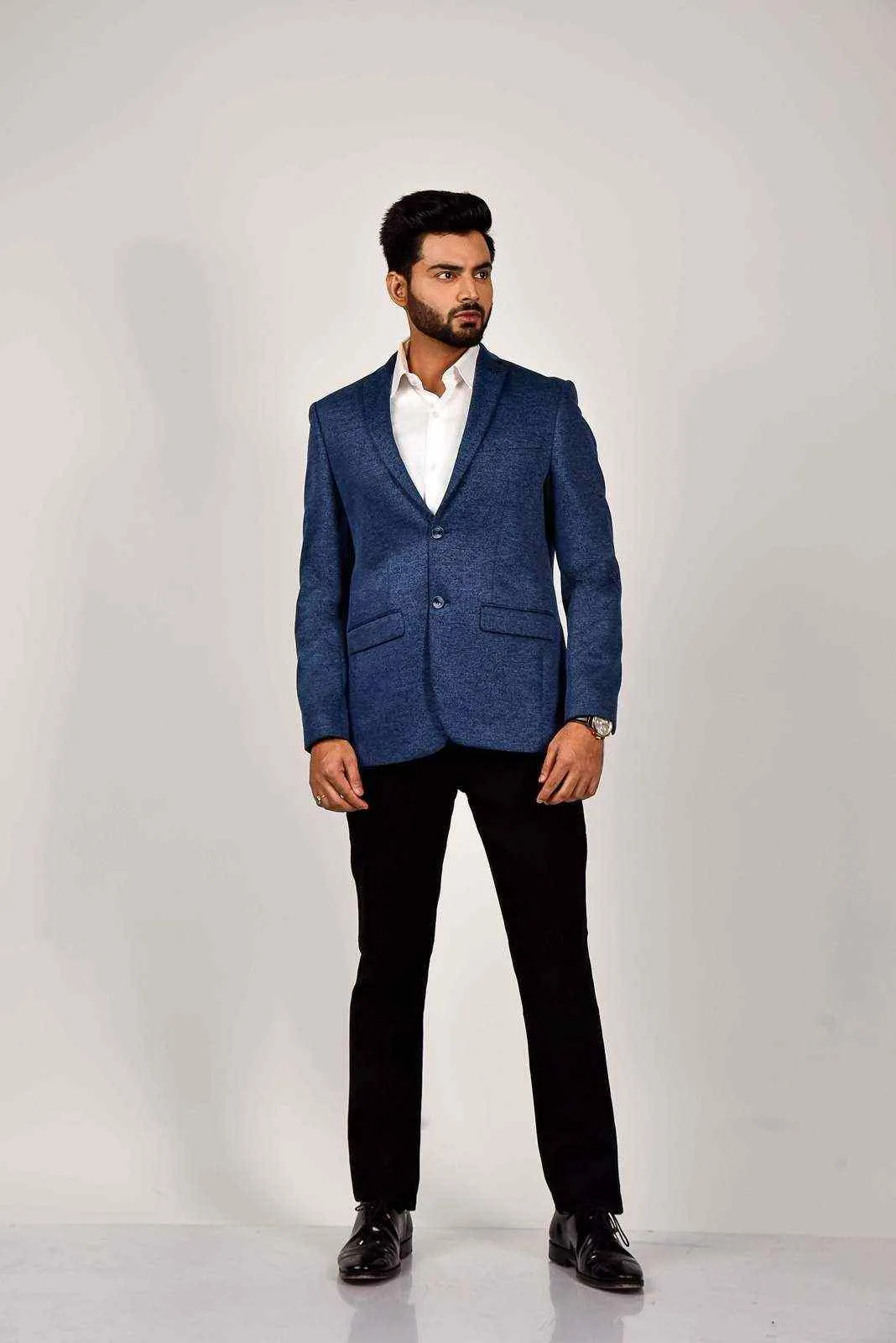 Blue Knitted Power Stretch Blazer