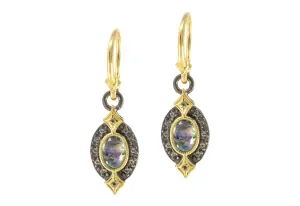 BLUE MOTHER OF PEARL ON CRIVELLI DROP EARRINGS