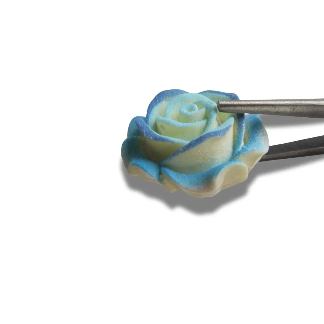 Blue rose flower button