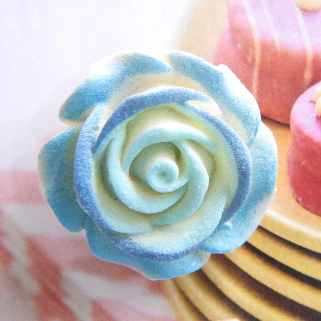 Blue rose flower button