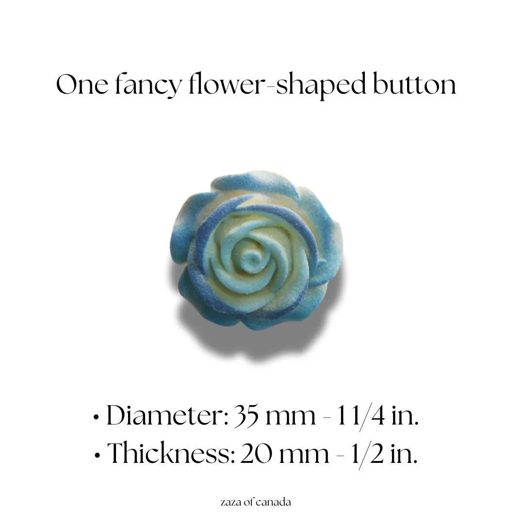 Blue rose flower button