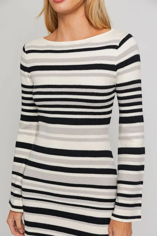Boat Neck Bell Sleeve Sweater Dress, Le Lis