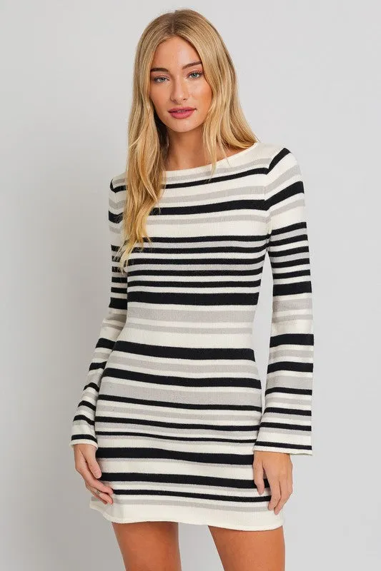 Boat Neck Bell Sleeve Sweater Dress, Le Lis