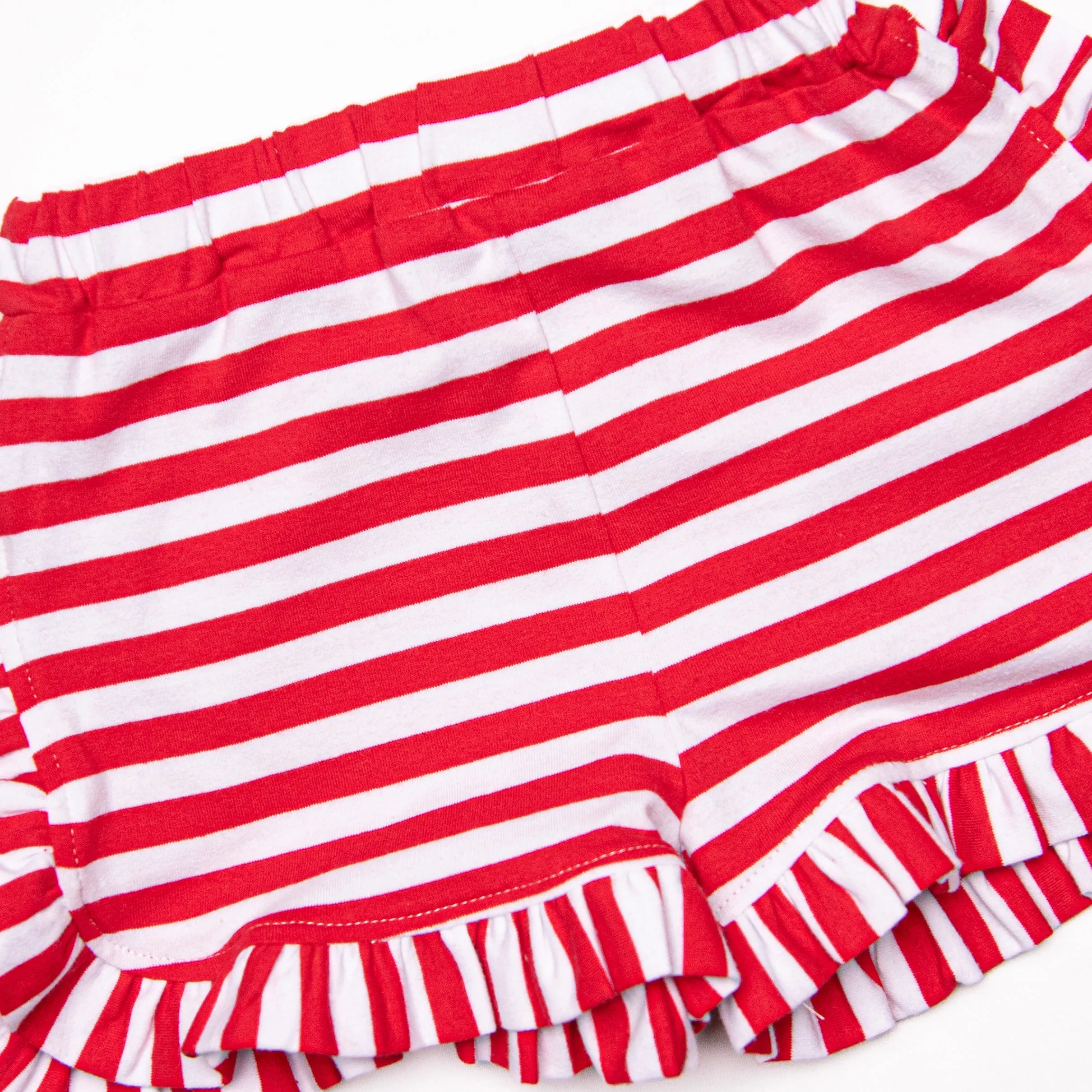 Bold Stripes Ruffle Short Set, Navy
