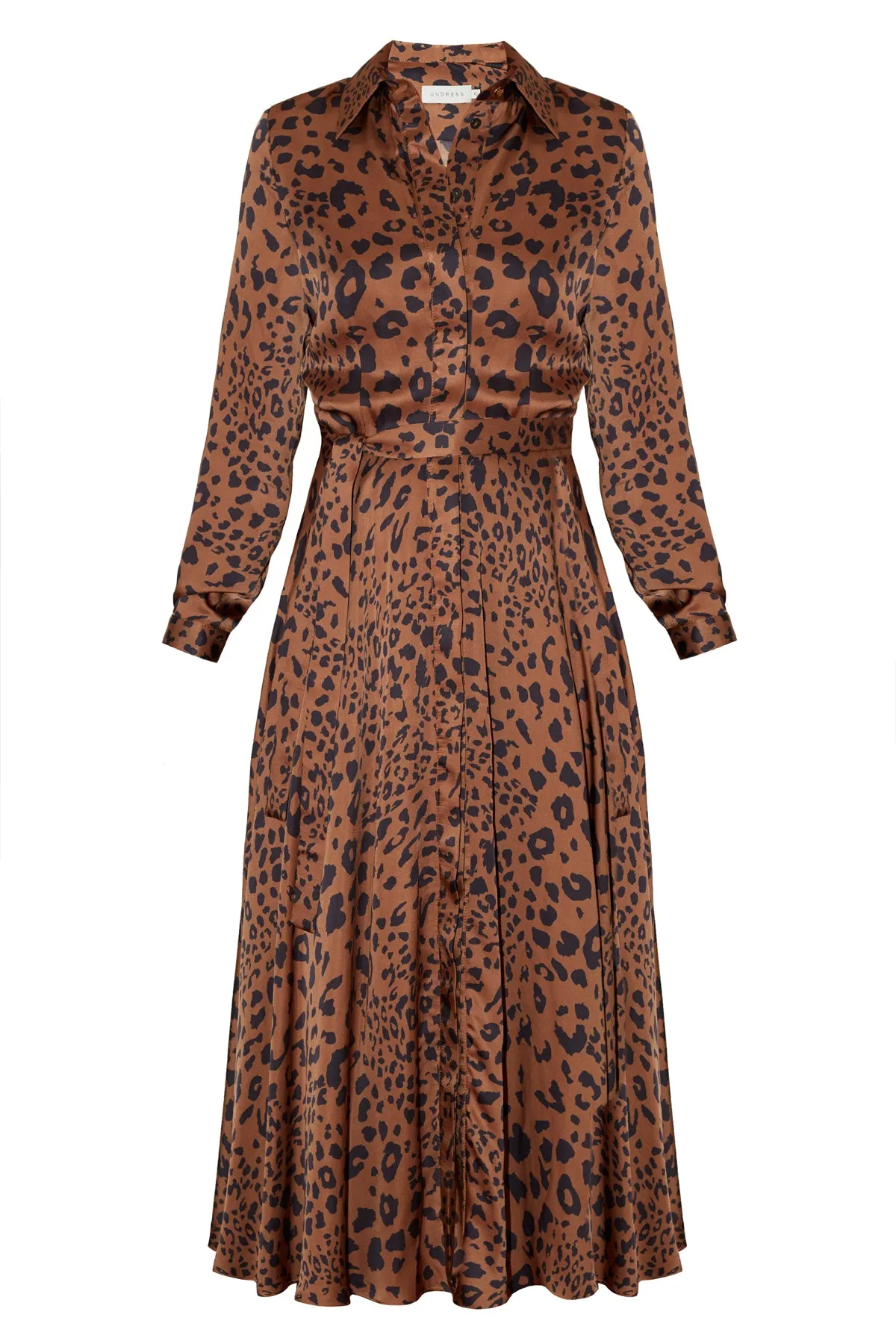 BRENDA brown black leopard shirt dress