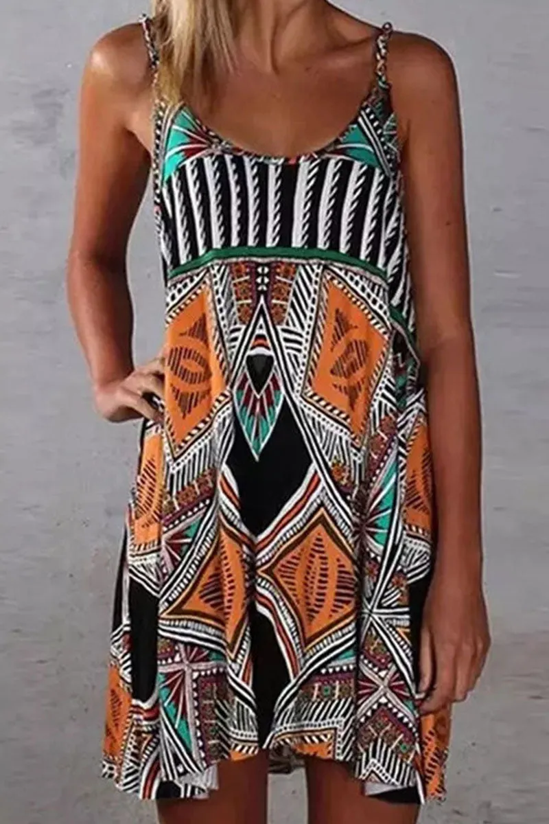 British Style Print Split Joint Spaghetti Strap Princess Dresses