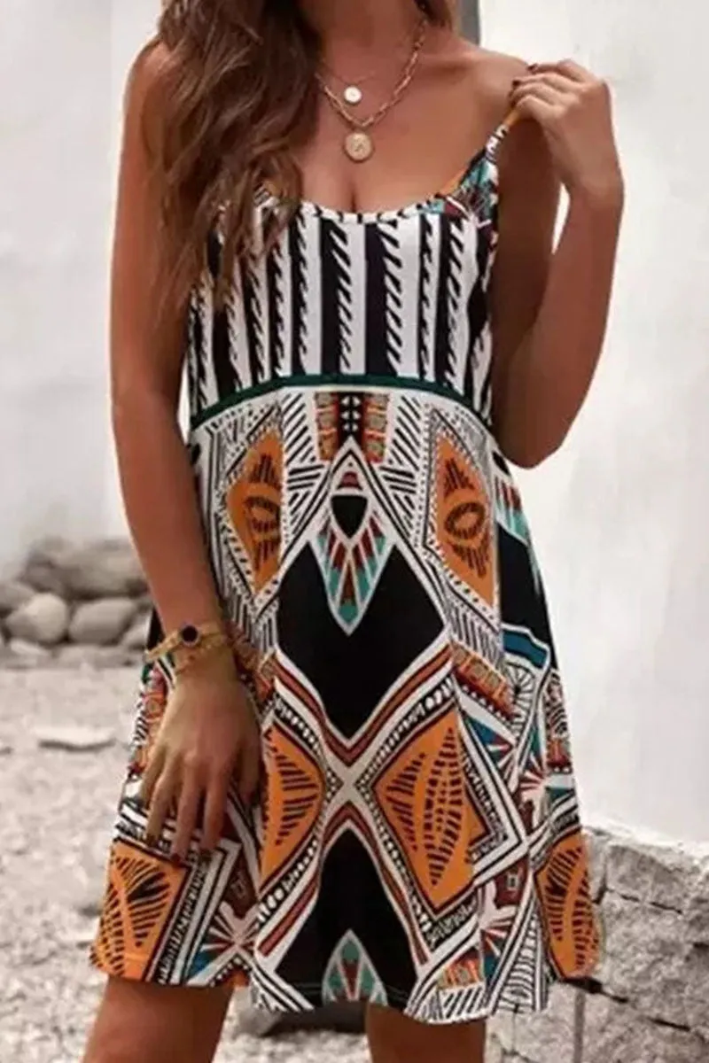 British Style Print Split Joint Spaghetti Strap Princess Dresses