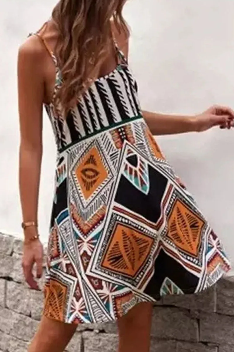 British Style Print Split Joint Spaghetti Strap Princess Dresses