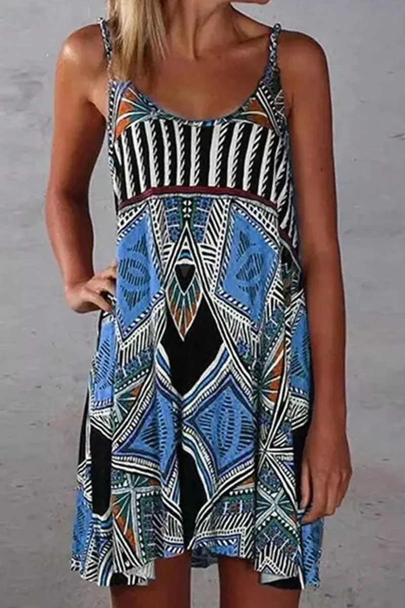 British Style Print Split Joint Spaghetti Strap Princess Dresses