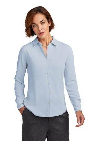 Brooks Brothers Women's Full-Button Satin Blouse BB18007 Heritage Blue