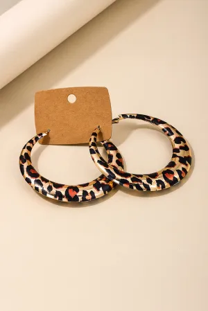 Brown Bold Leopard Ring Hoop Earrings