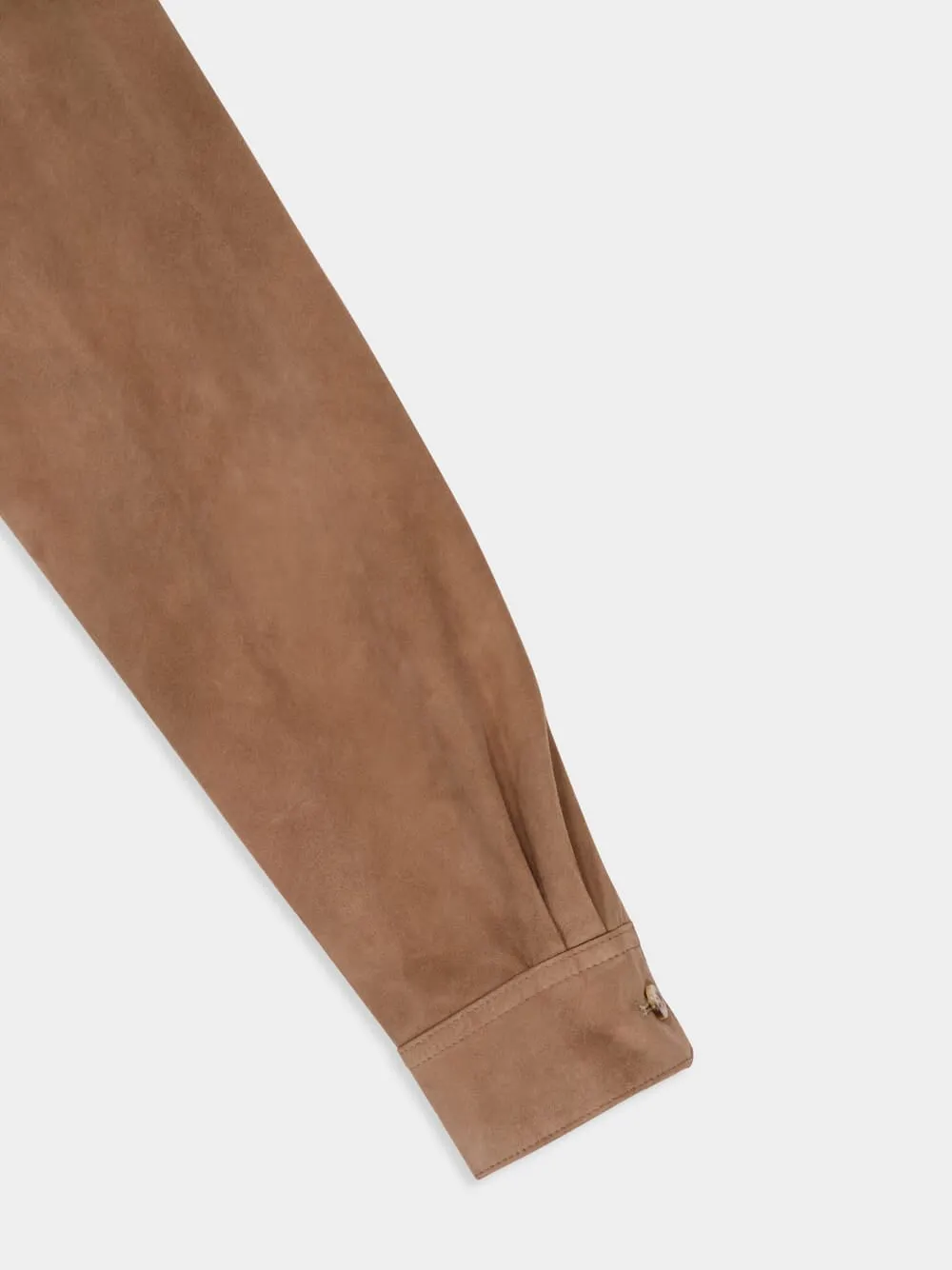 Brown Leather Button-Up Overshirt Jacket