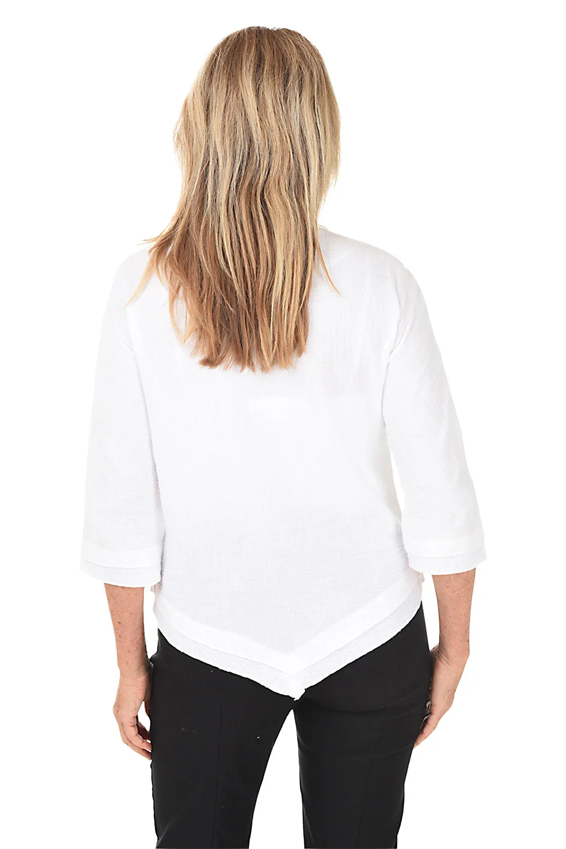 Bubble Gauze Handkerchief Hem Blouse