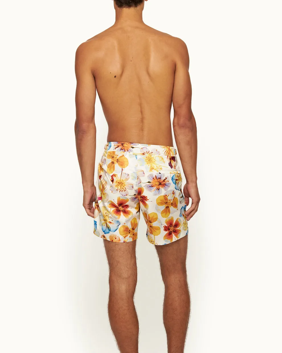 BULLDOG OSHIBANA FLORAL PRINT SWIM SHORT - WHITE SAND