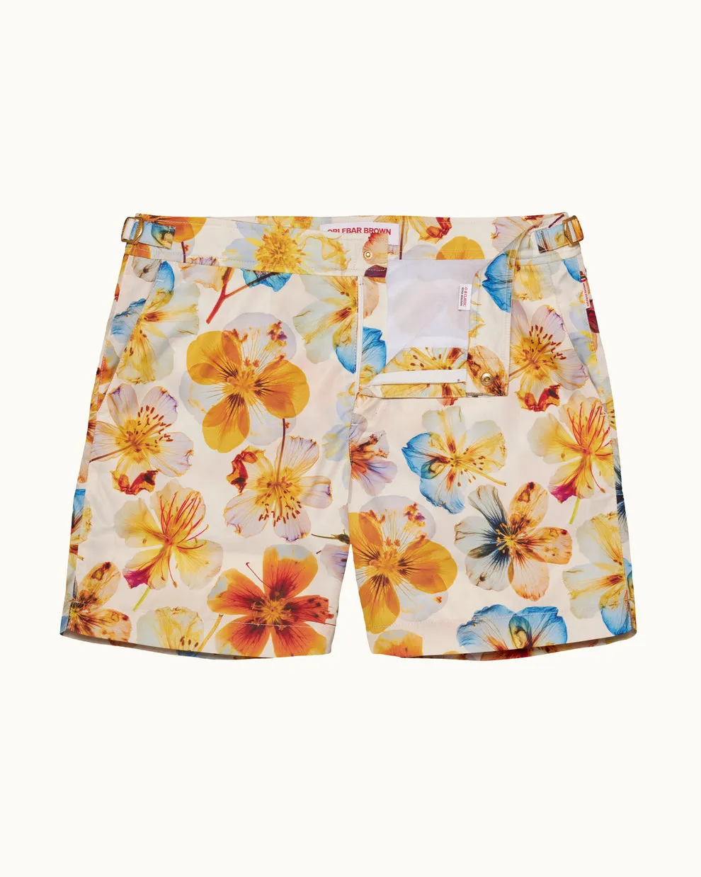 BULLDOG OSHIBANA FLORAL PRINT SWIM SHORT - WHITE SAND