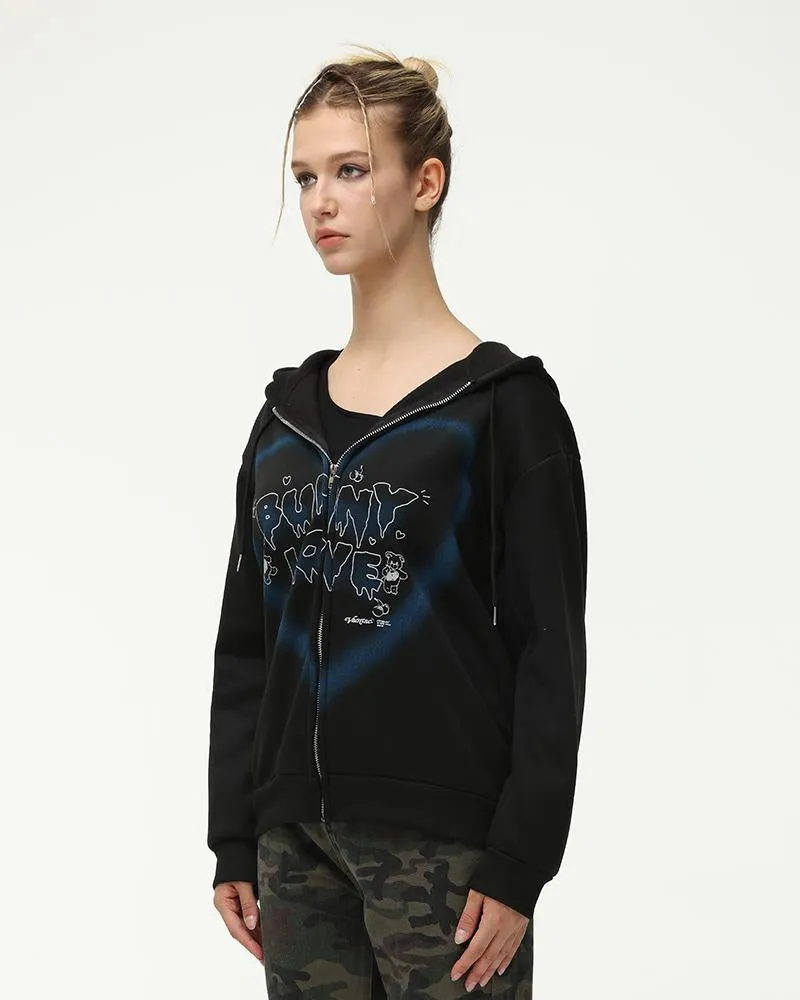 Bunny Love Graphic Zip Hoodie