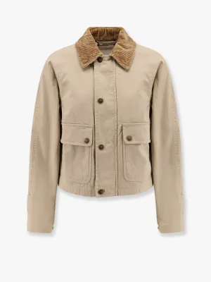 Burberry Organic Cotton Jacket With Check Lining