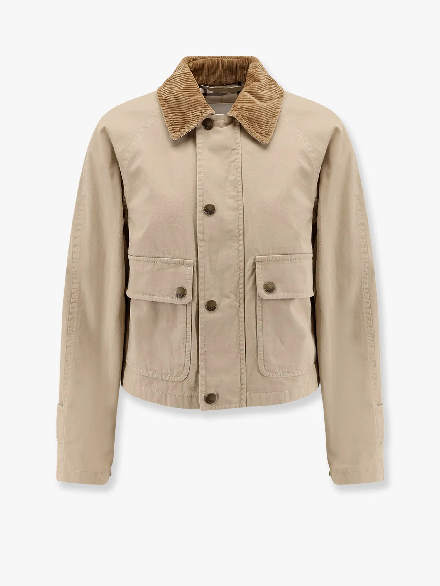Burberry Organic Cotton Jacket With Check Lining