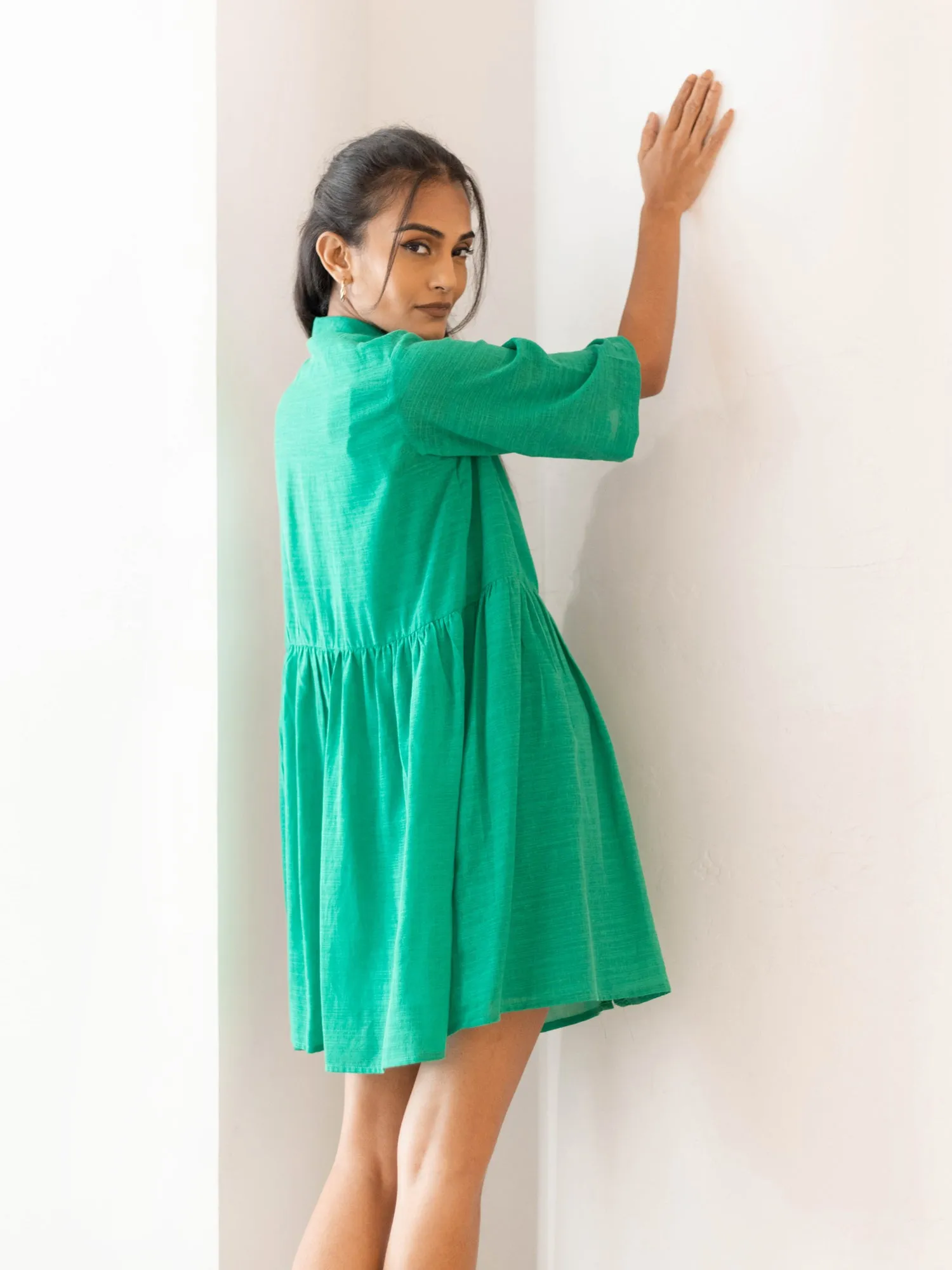 Button Down Loose Fit Mini Dress