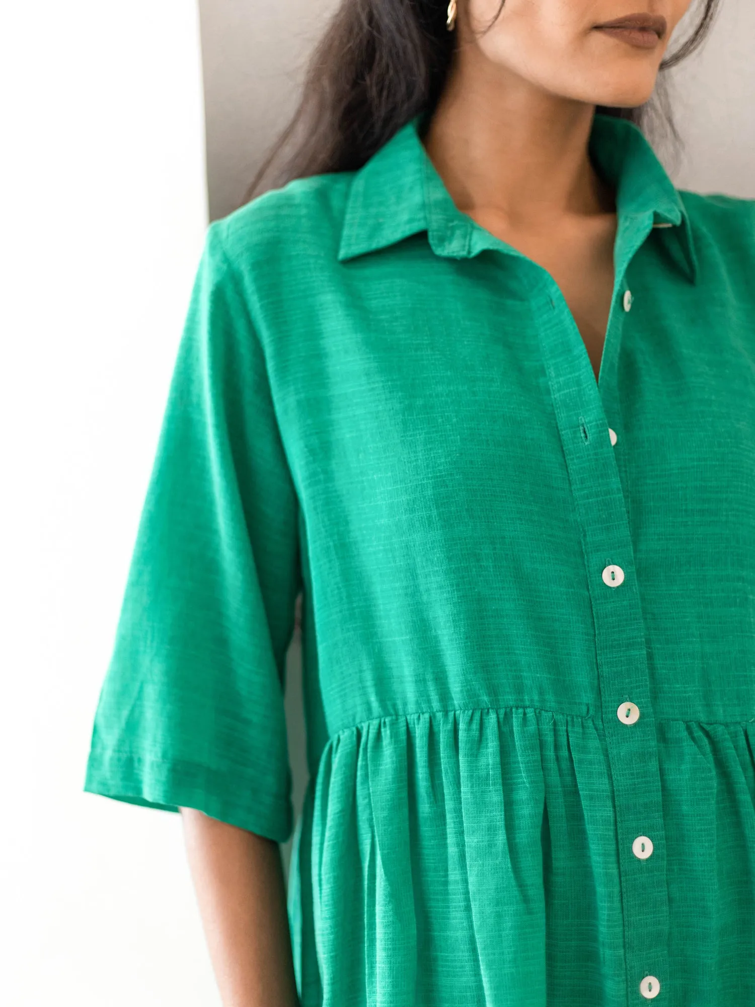 Button Down Loose Fit Mini Dress