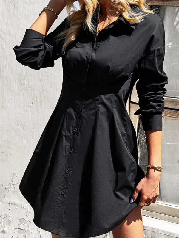 Button-Down Shirt Dress with Collared Neckline and Tailored Fit