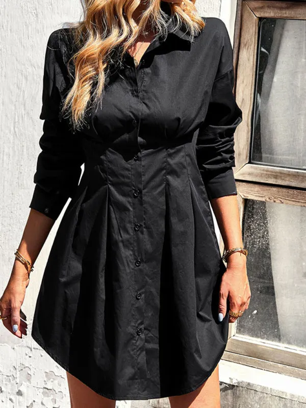 Button-Down Shirt Dress with Collared Neckline and Tailored Fit