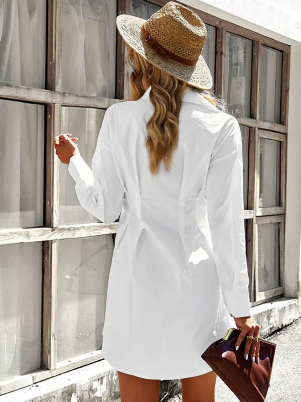 Button-Down Shirt Dress with Collared Neckline and Tailored Fit