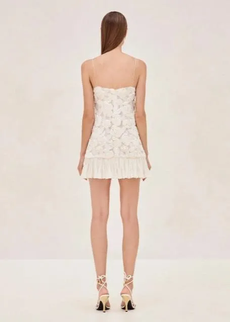Camilla - Floral Appliqué Ruffle Mini Dress