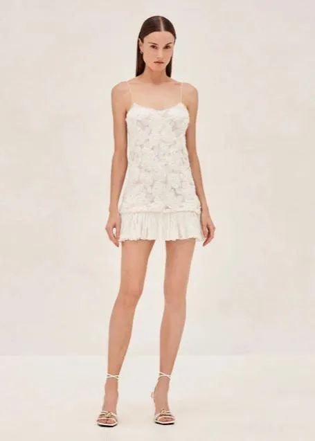 Camilla - Floral Appliqué Ruffle Mini Dress