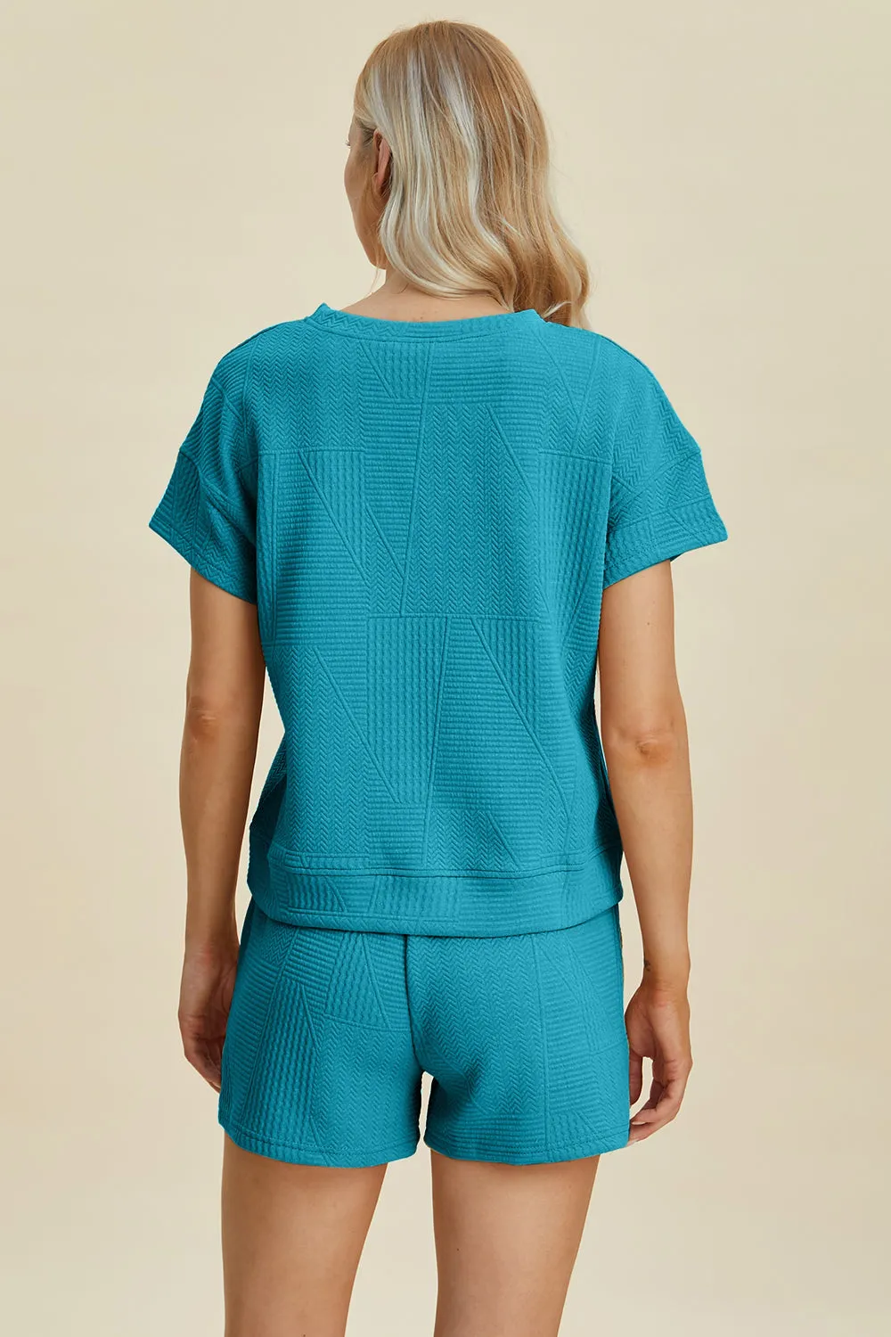Cara Full Size Texture Short Sleeve Top and Shorts Set