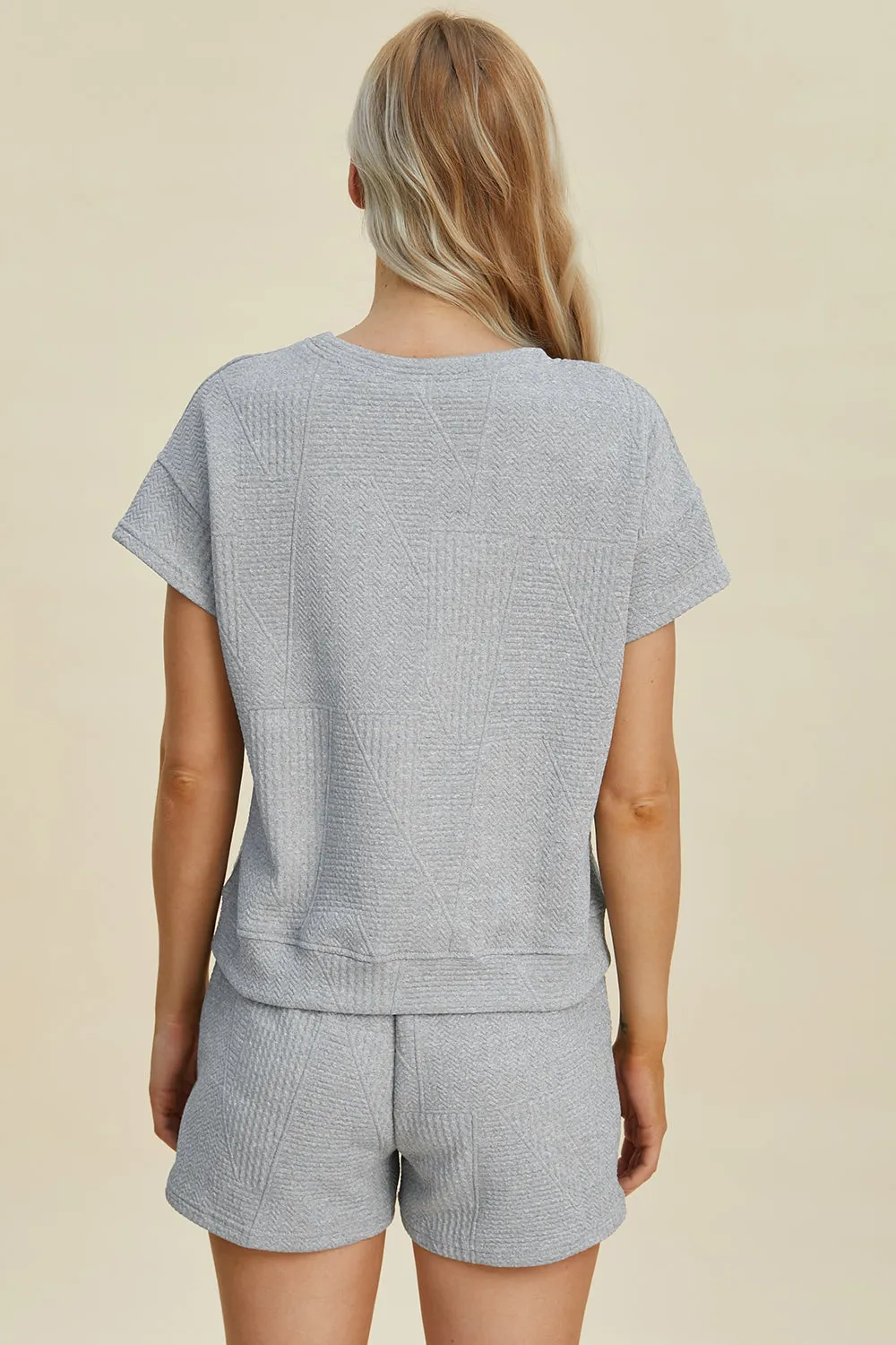 Cara Full Size Texture Short Sleeve Top and Shorts Set