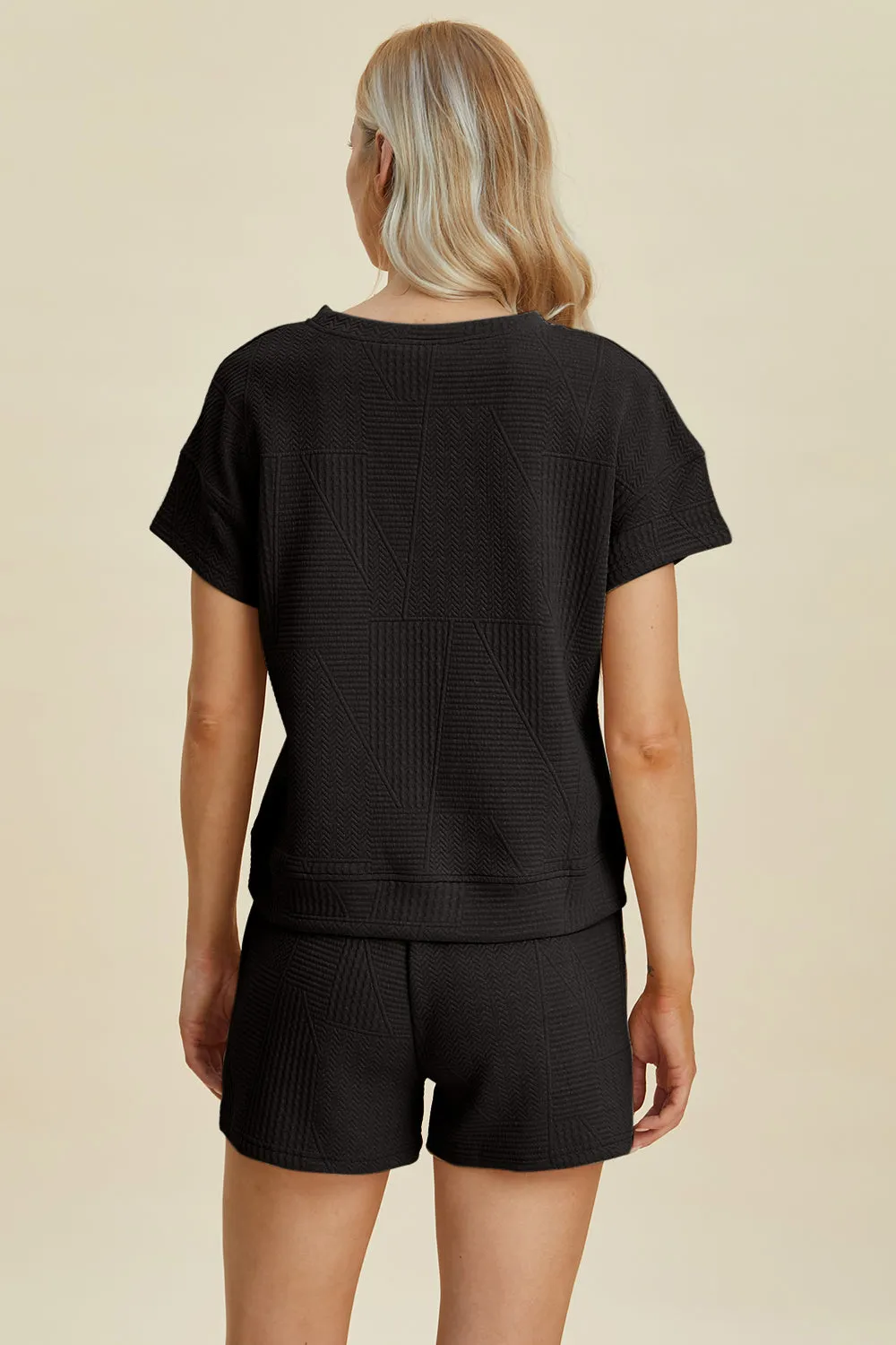 Cara Full Size Texture Short Sleeve Top and Shorts Set